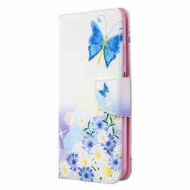 δερματινη θηκη Huawei P40 Lite Ζωγραφισμένες Πεταλούδες Και Λουλούδια