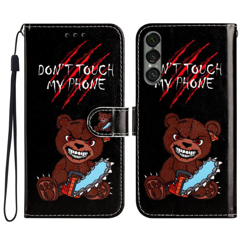 Δερματινη Θηκη Sony Xperia 1 Vii Αρκούδα Μην Αγγίζεις Το Τηλέφωνό Μου