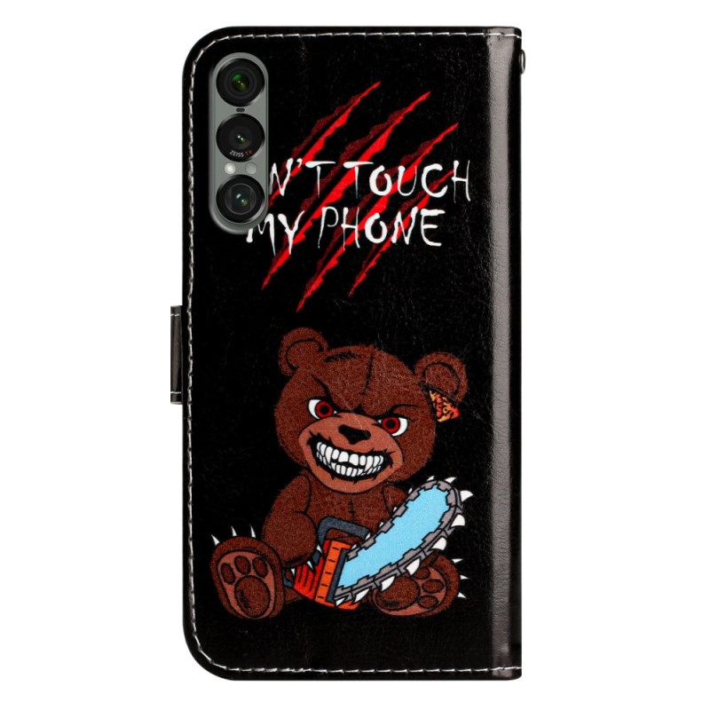 Δερματινη Θηκη Sony Xperia 1 Vii Αρκούδα Μην Αγγίζεις Το Τηλέφωνό Μου