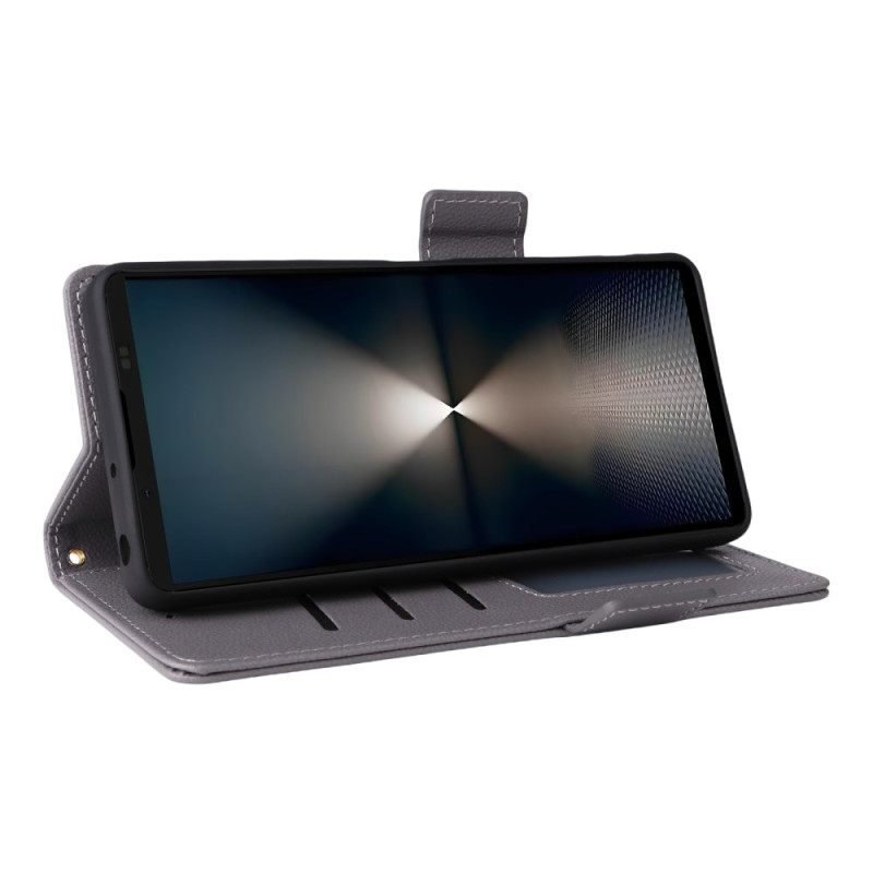 Δερματινη Θηκη Sony Xperia 1 Vii Υφή Λίτσι Με Λουρί