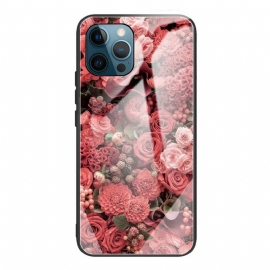 Θήκη iPhone 13 Pro Pink Flowers Σκληρυμένο Γυαλί