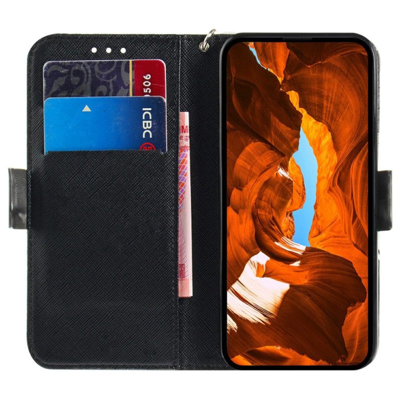 Δερματινη Θηκη Realme 14 5g Γκρίζα Γάτα Με Κορδόνι