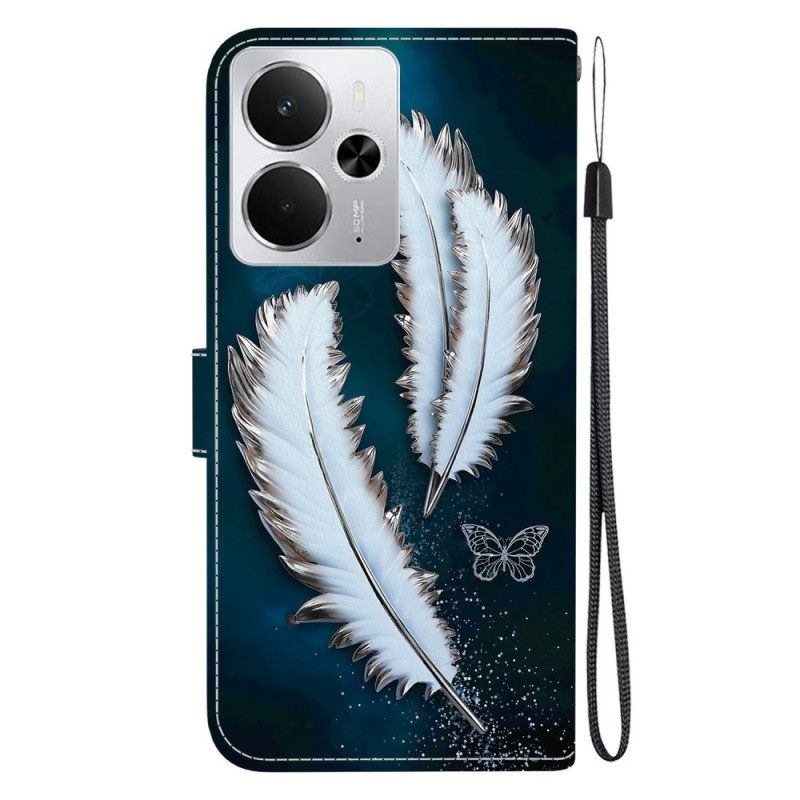 Δερματινη Θηκη Realme 14 5g Λευκά Φτερά