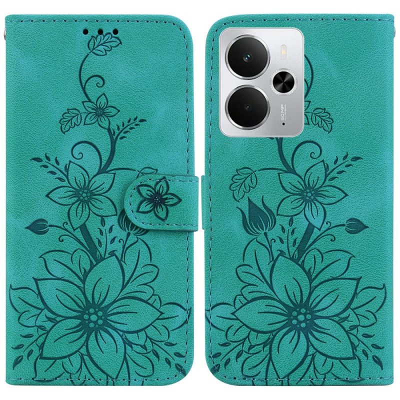 Δερματινη Θηκη Realme 14 5g Λουλούδια Κρίνων Σιλικόνης