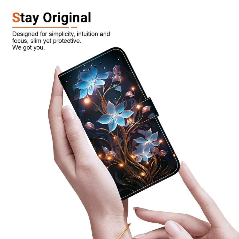 Δερματινη Θηκη Realme 14 5g Μικρά Μπλε Λουλούδια