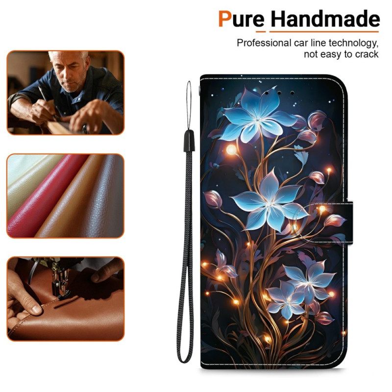 Δερματινη Θηκη Realme 14 5g Μικρά Μπλε Λουλούδια