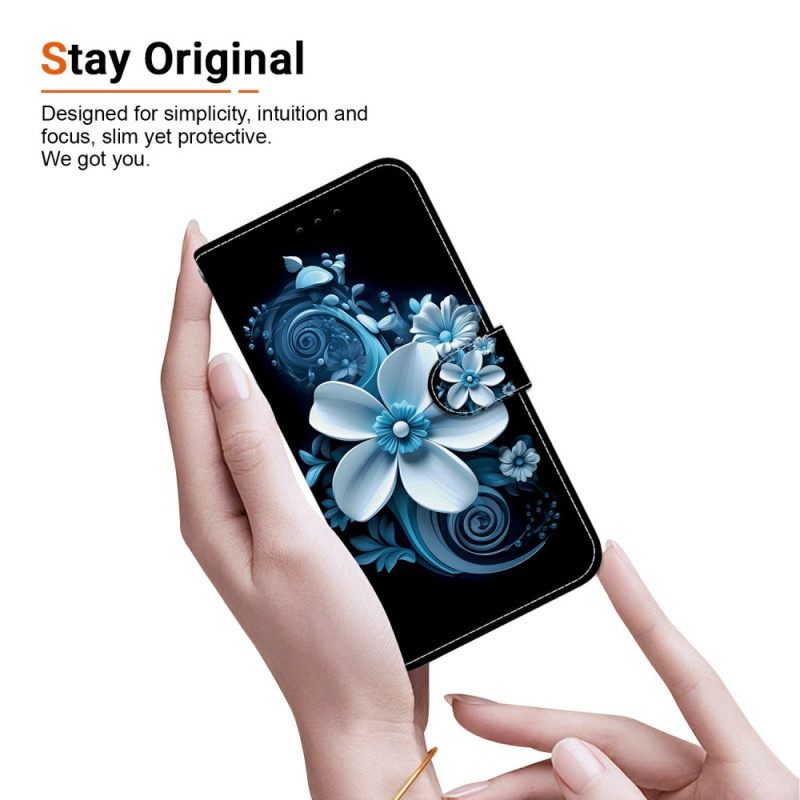 Δερματινη Θηκη Realme 14 5g Μπλε Λουλούδια