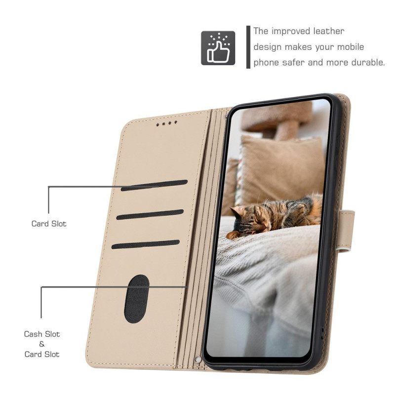 Δερματινη Θηκη Realme 14 5g Πέλος Γάτας Με Κορδόνι