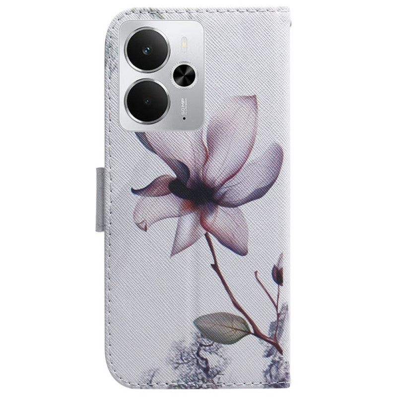 Δερματινη Θηκη Realme 14 5g Ροζ Λουλούδι