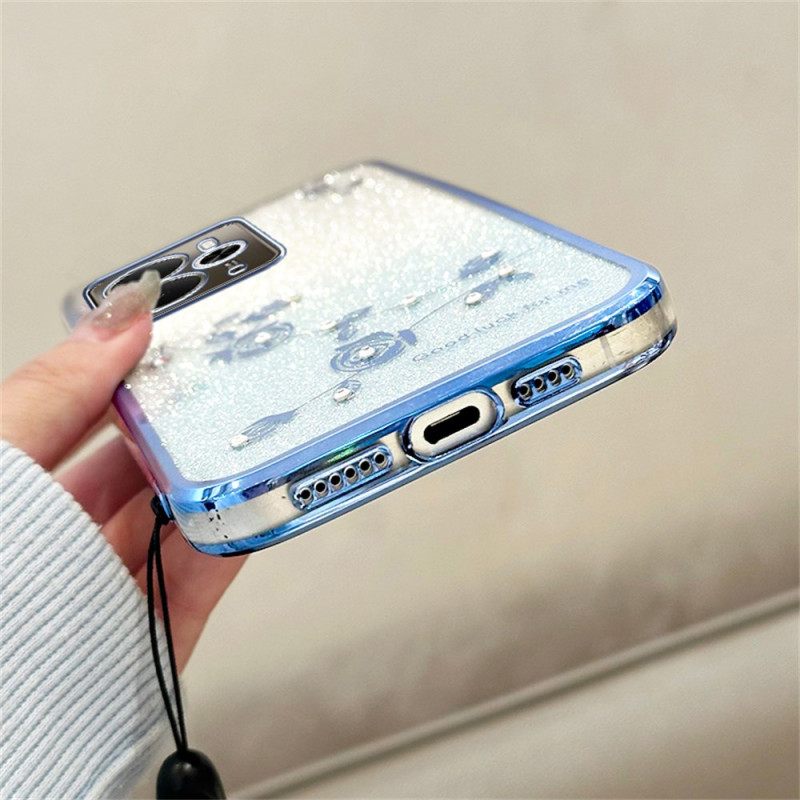 Κάλυμμα Realme 14 5g Λουλούδια Και Στρας Kadem Με Κορδόνι