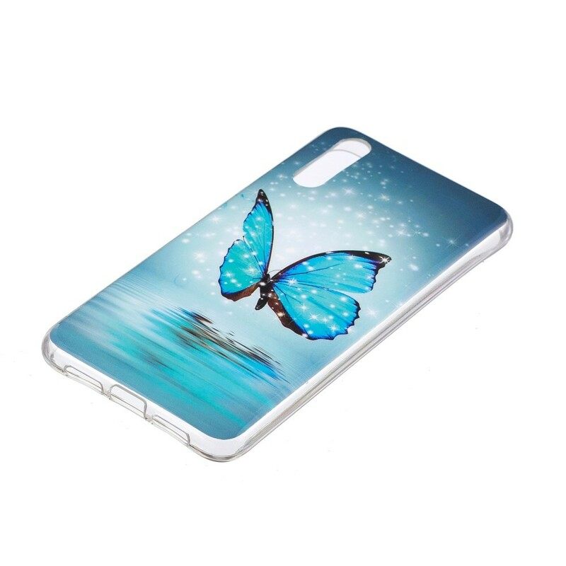 θηκη κινητου Huawei P20 Φθορίζουσα Μπλε Πεταλούδα