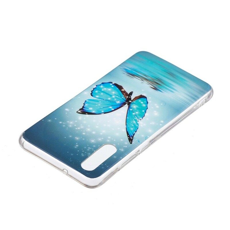 θηκη κινητου Huawei P20 Φθορίζουσα Μπλε Πεταλούδα