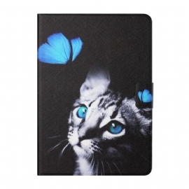 Κάλυμμα iPad Mini 6 (2021) Γάτα Και Μπλε Πεταλούδα