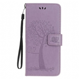 Θήκη Flip iPhone 11 με κορδονι Δέντρο Και Strappy Owls