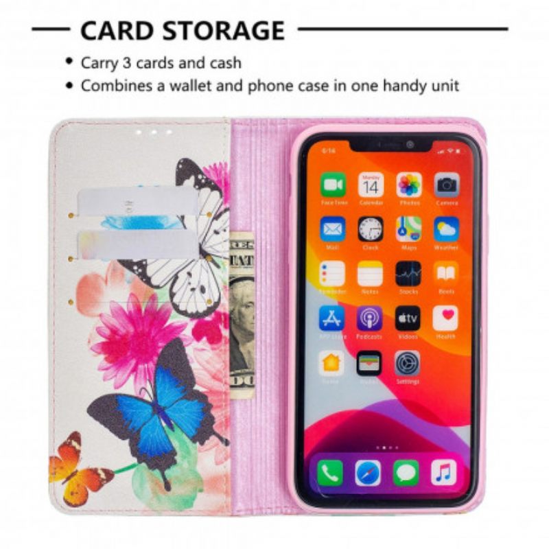θηκη κινητου iPhone 11 Θήκη Flip Χρωματιστές Πεταλούδες