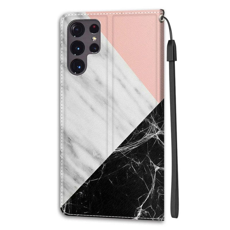 Κάλυμμα Samsung Galaxy S22 Ultra 5G Marble Elegance Με Λουράκι