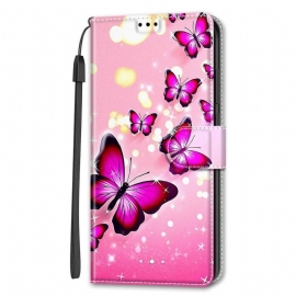 Κάλυμμα Samsung Galaxy S22 Ultra 5G με κορδονι Ανεμιστήρας Strap Butterflies