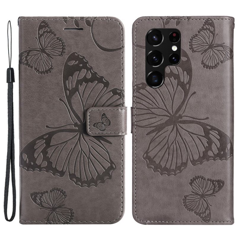 Κάλυμμα Samsung Galaxy S22 Ultra 5G με κορδονι Πεταλούδες Γιγάντιες Λουρίδες