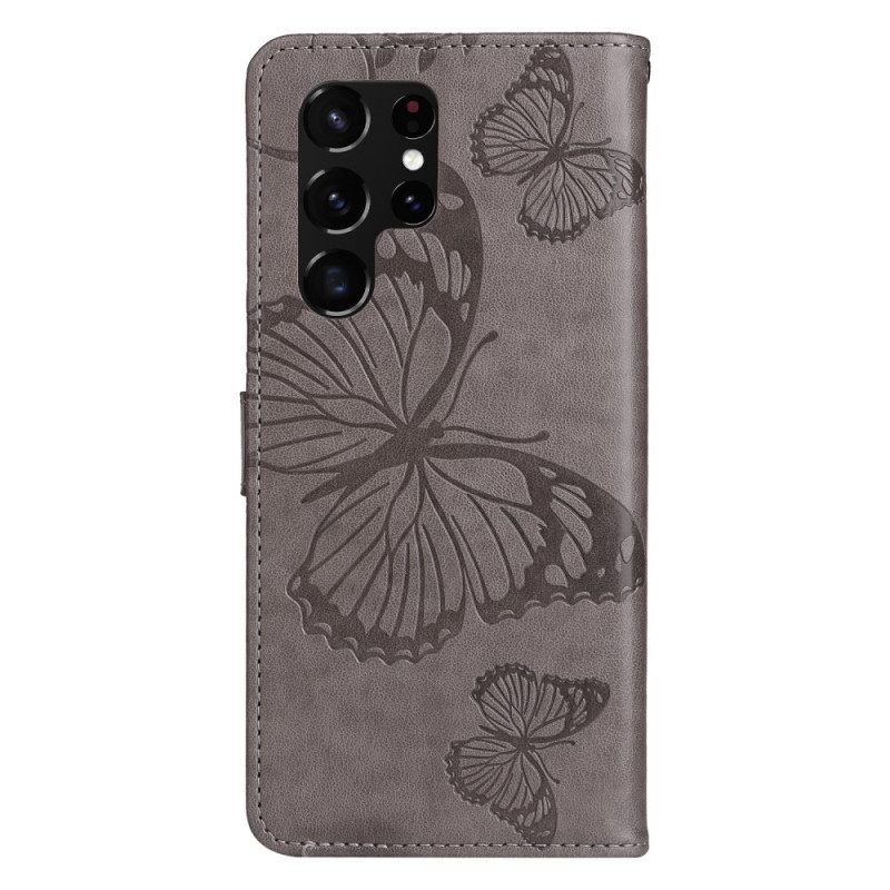 Κάλυμμα Samsung Galaxy S22 Ultra 5G με κορδονι Πεταλούδες Γιγάντιες Λουρίδες