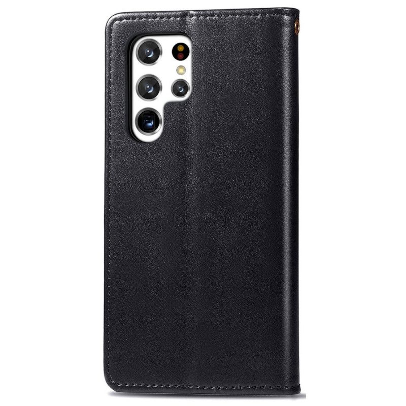 Κάλυμμα Samsung Galaxy S22 Ultra 5G Συνθετικό Δέρμα Και Vintage Κούμπωμα