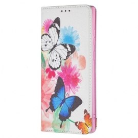 Κάλυμμα Samsung Galaxy S22 Ultra 5G Ζωγραφισμένες Πεταλούδες Και Λουλούδια