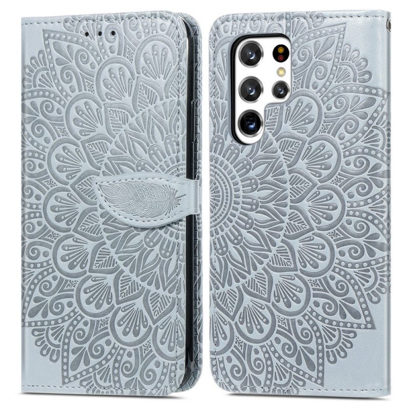 Θήκη Flip Samsung Galaxy S22 Ultra 5G Φύλλα Φυλής