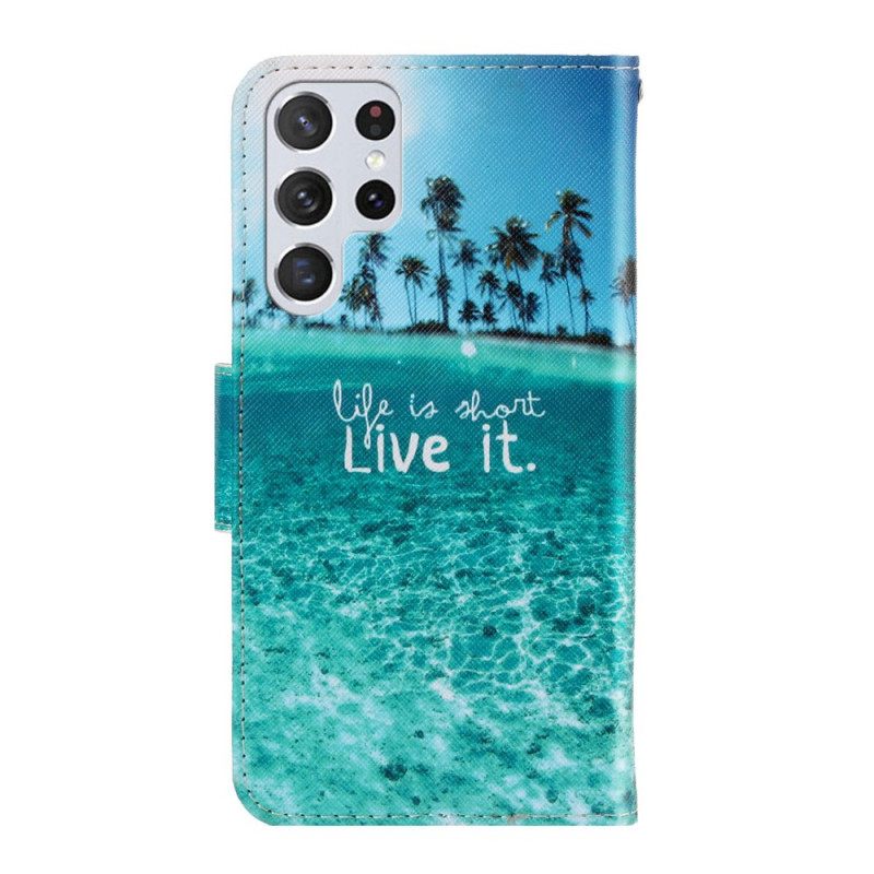 Θήκη Flip Samsung Galaxy S22 Ultra 5G με κορδονι Live It Strappy