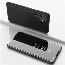 θηκη κινητου Samsung Galaxy S22 Ultra 5G Καθρέφτης Και Συνθετικό Δέρμα