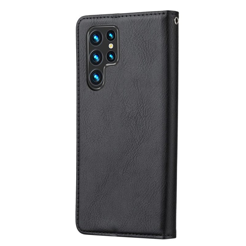 θηκη κινητου Samsung Galaxy S22 Ultra 5G Θήκη Flip Θήκη Κάρτας Από Συνθετικό Δέρμα