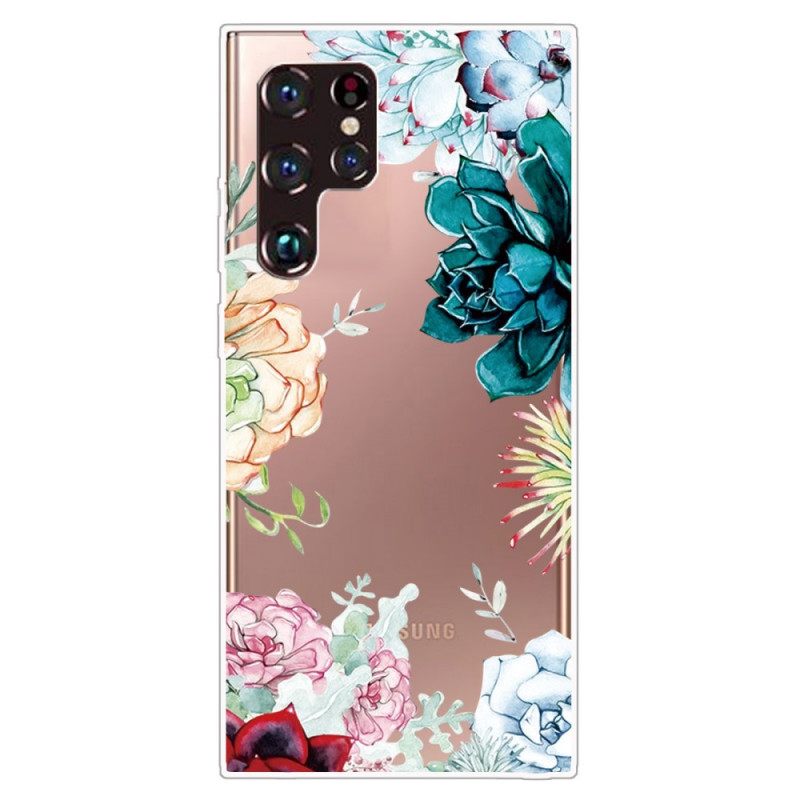 Θήκη Samsung Galaxy S22 Ultra 5G Άνευ Ραφής Λουλούδια Ακουαρέλας