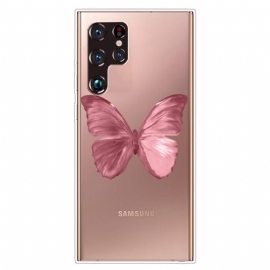 Θήκη Samsung Galaxy S22 Ultra 5G Ροζ Λάστιχο Πεταλούδας