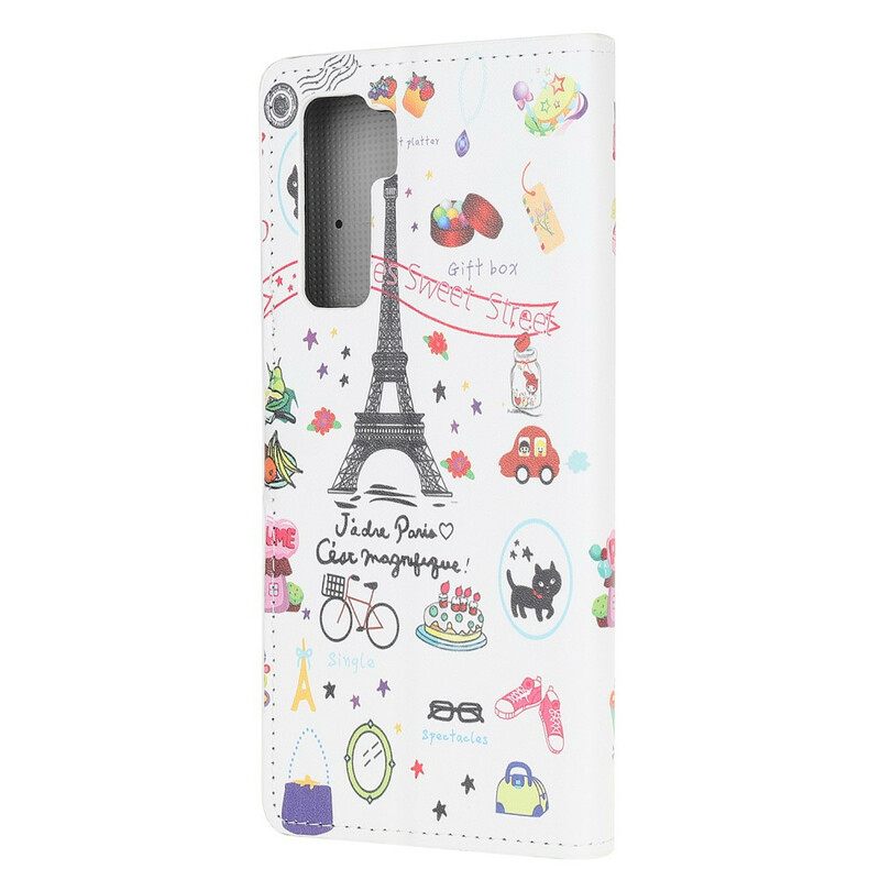 δερματινη θηκη Huawei P40 Lite 5G Λατρεύω Το Παρίσι