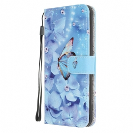 Κάλυμμα Huawei P40 Lite 5G με κορδονι Diamond Strap Butterflies