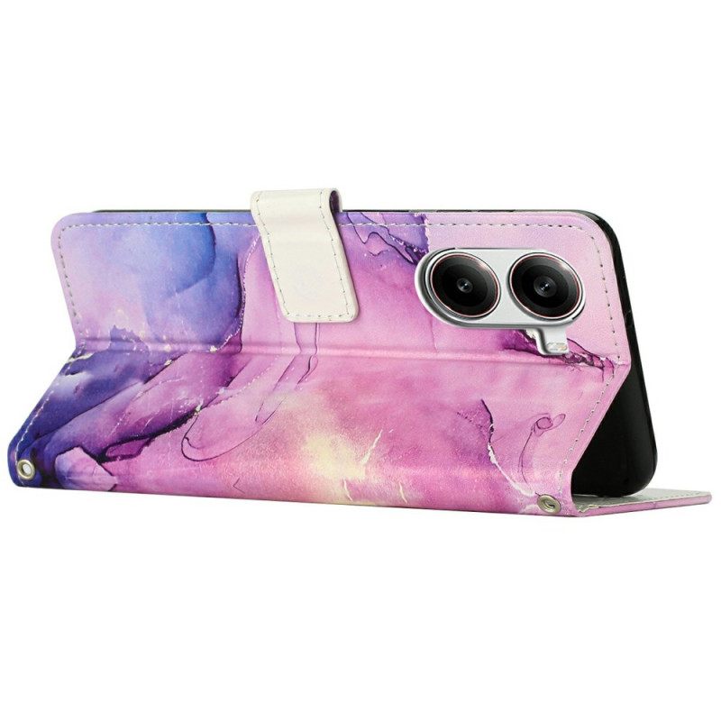 Δερματινη Θηκη Poco X7 Pro 5g Εφέ Μαρμάρου Με Λουράκι