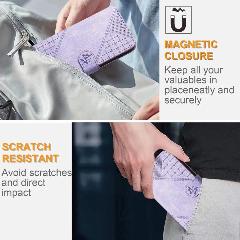 Δερματινη Θηκη Poco X7 Pro 5g Γεωμετρικό Σχέδιο Και Πεταλούδες