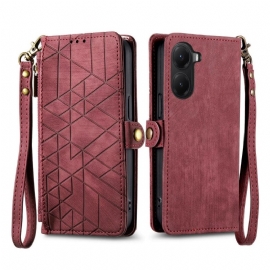 Δερματινη Θηκη Poco X7 Pro 5g Πορτοφόλι Με Γεωμετρικές Γραμμές Σιλικόνης