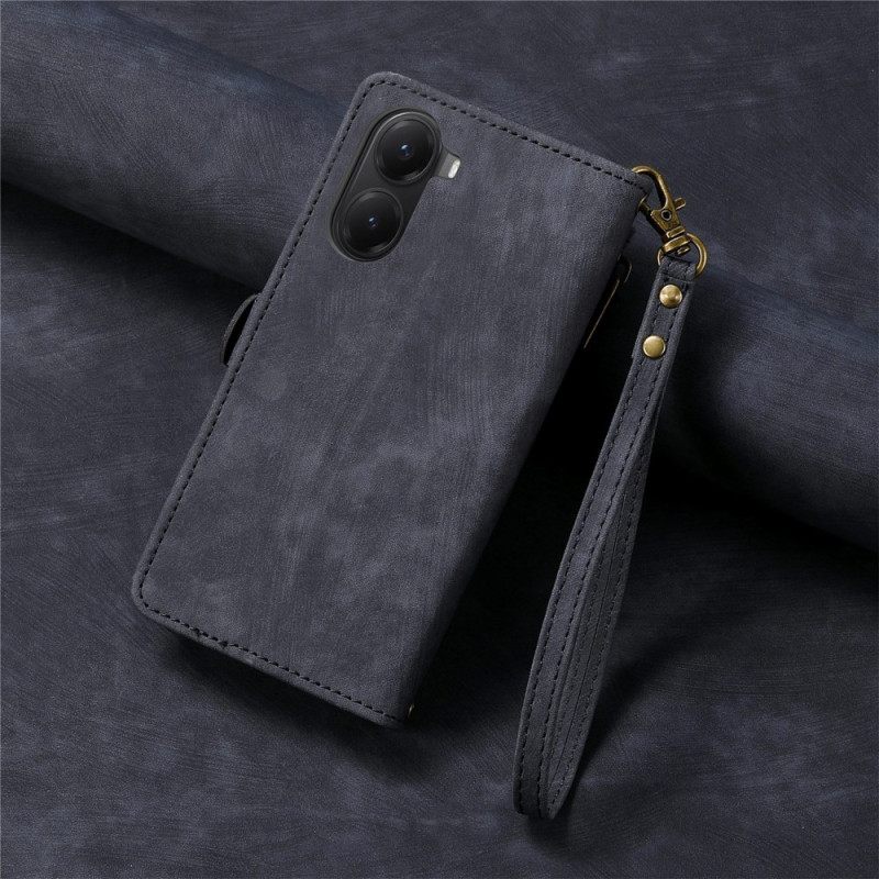 Δερματινη Θηκη Poco X7 Pro 5g Πορτοφόλι Με Γεωμετρικές Γραμμές Σιλικόνης