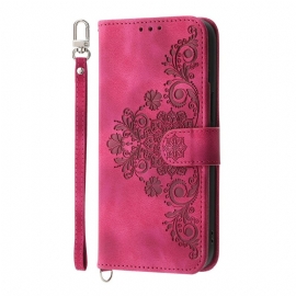 Lederhüllen Poco X7 Pro 5g Blumenmuster Mit Riemen Und Schultergurt