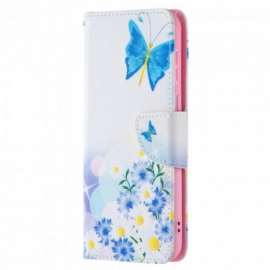 Θήκη Flip Huawei P50 Ζωγραφισμένες Πεταλούδες Και Λουλούδια