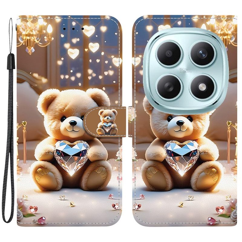 Δερματινη Θηκη Xiaomi Redmi Note 15 5g Αρκούδα Με Διαμάντια Σιλικόνης