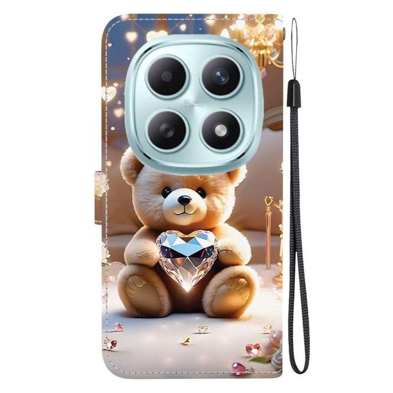 Δερματινη Θηκη Xiaomi Redmi Note 15 5g Αρκούδα Με Διαμάντια Σιλικόνης