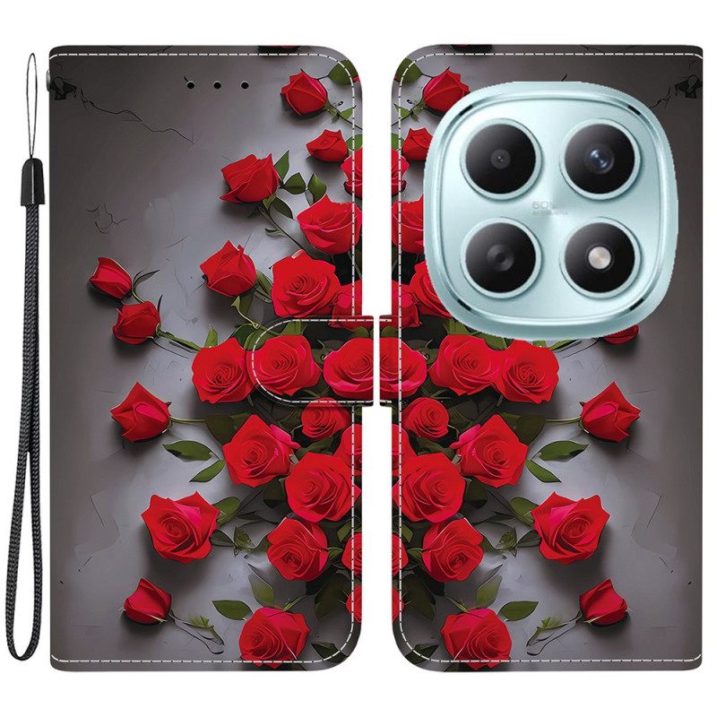 Δερματινη Θηκη Xiaomi Redmi Note 15 5g Κόκκινα Τριαντάφυλλα Σιλικόνης