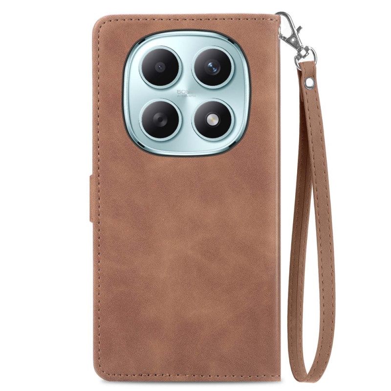 Δερματινη Θηκη Xiaomi Redmi Note 15 5g Λουλουδάτο Λουράκι Δαντέλας Σιλικόνης