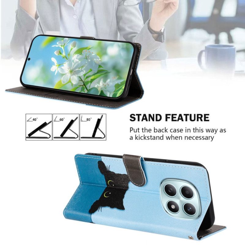 Δερματινη Θηκη Xiaomi Redmi Note 15 5g Μαύρη Γάτα Σιλικόνης