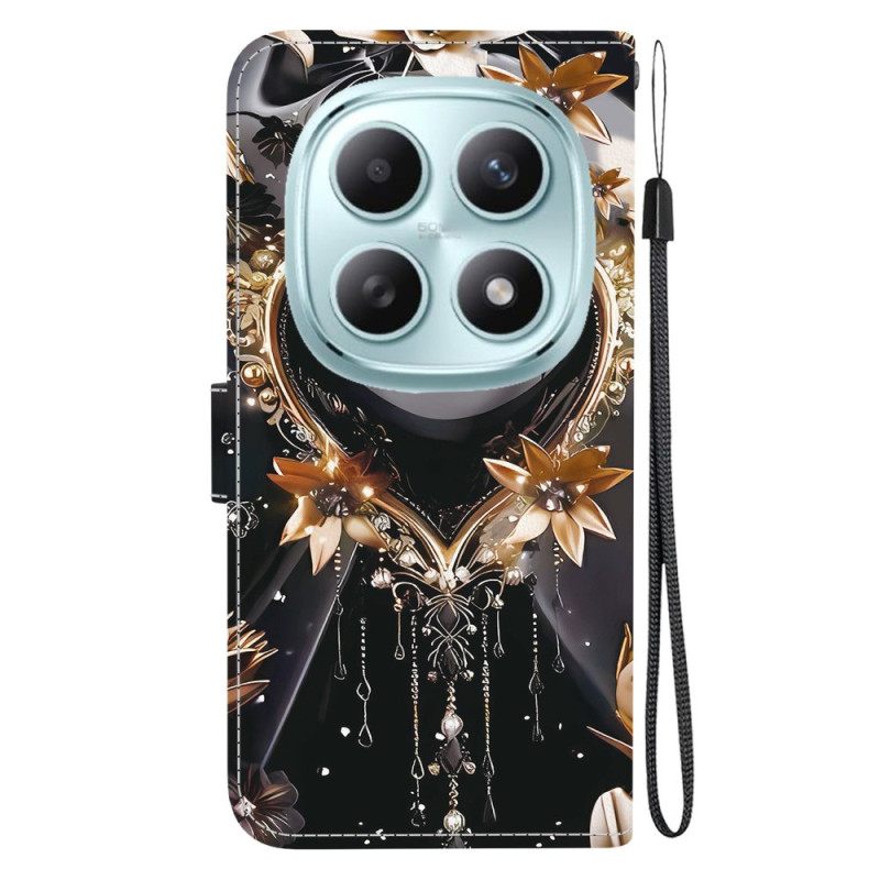 Δερματινη Θηκη Xiaomi Redmi Note 15 5g Μαύρη Και Χρυσή Καρδιά Σιλικόνης