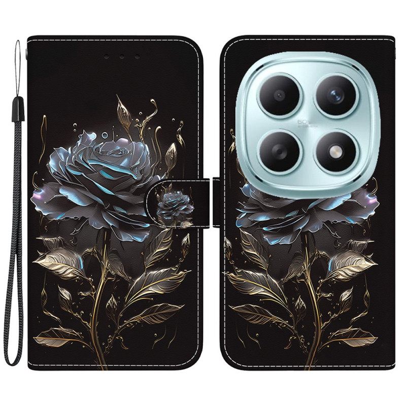 Δερματινη Θηκη Xiaomi Redmi Note 15 5g Μαύρο Τριαντάφυλλο Σιλικόνης