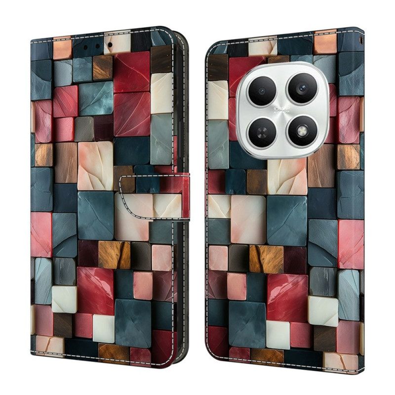 Δερματινη Θηκη Xiaomi Redmi Note 15 5g Με Πτυσσόμενη Βάση - Πολύχρωμο Σχέδιο Με Τούβλα