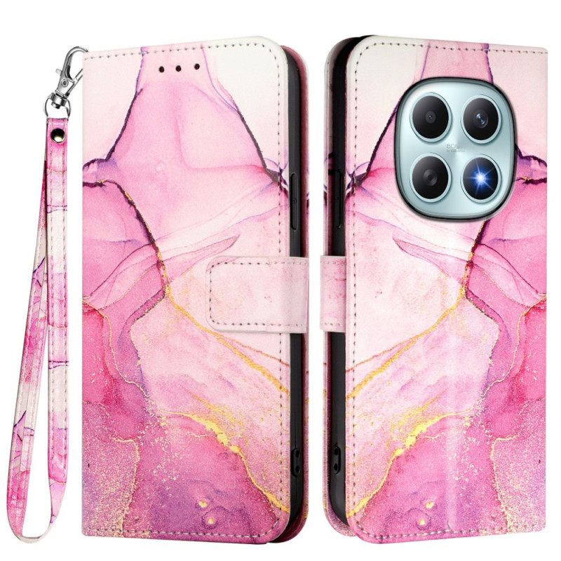 Δερματινη Θηκη Xiaomi Redmi Note 15 5g Μοτίβο Μάρμαρο Με Λουράκι