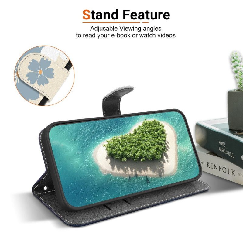 Δερματινη Θηκη Xiaomi Redmi Note 15 5g Μπλε Μαργαρίτες