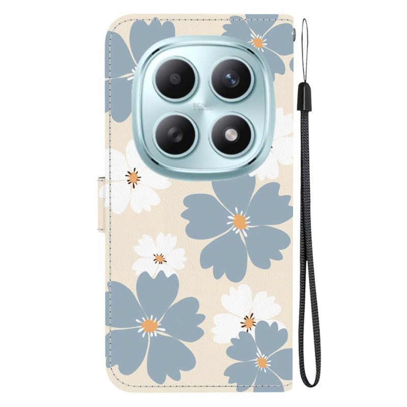 Δερματινη Θηκη Xiaomi Redmi Note 15 5g Μπλε Μαργαρίτες